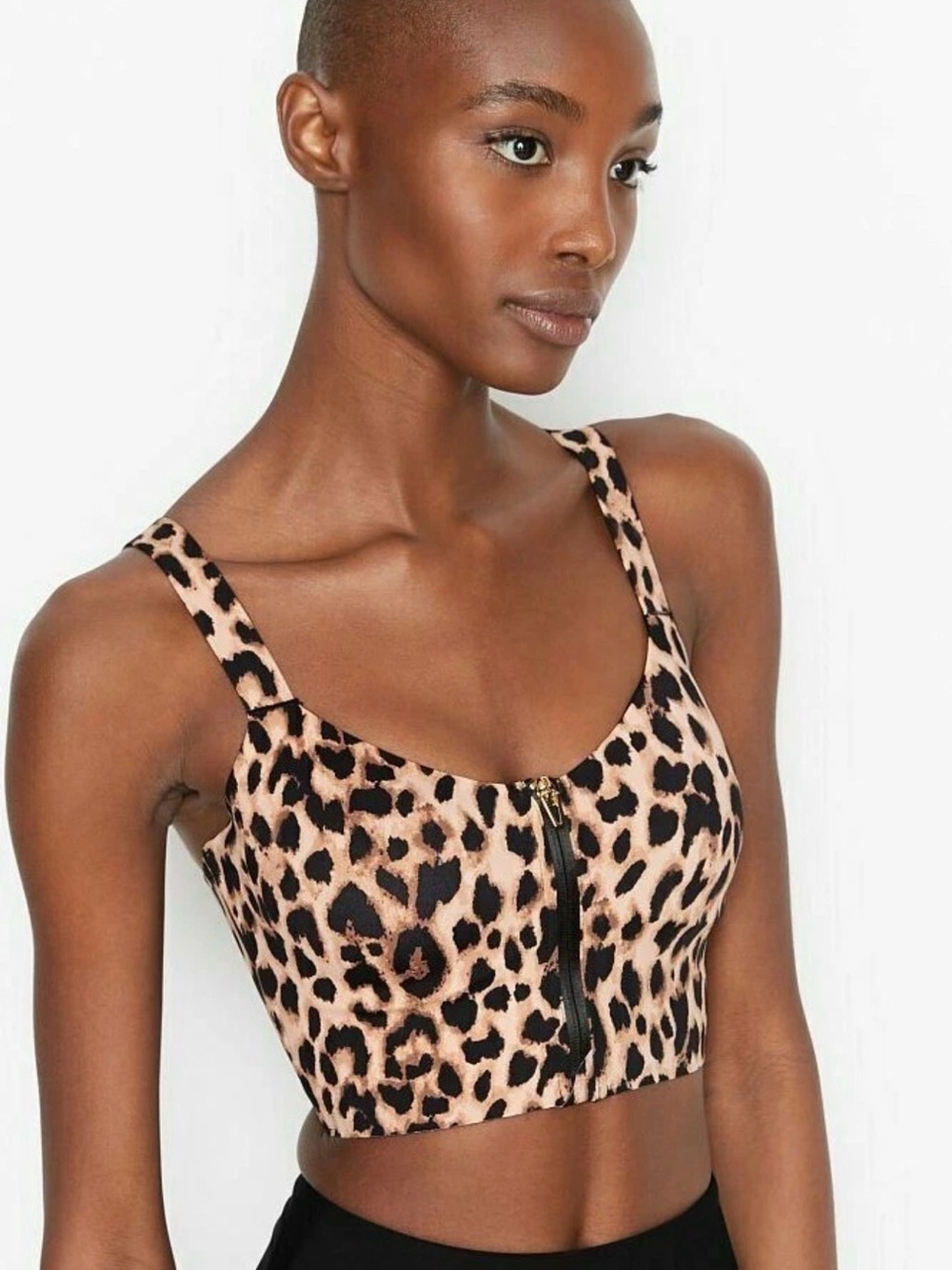 Victoria's Secret Leopard Print Zip Front Knockout Medium Support Sport Bra